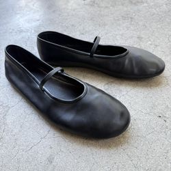 Jeffrey Campbell Dancerina Mary Jane Ballet Flat Black Leather Shoes 