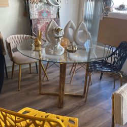 Best Deal Gold Glass Dining Table 47” Inch