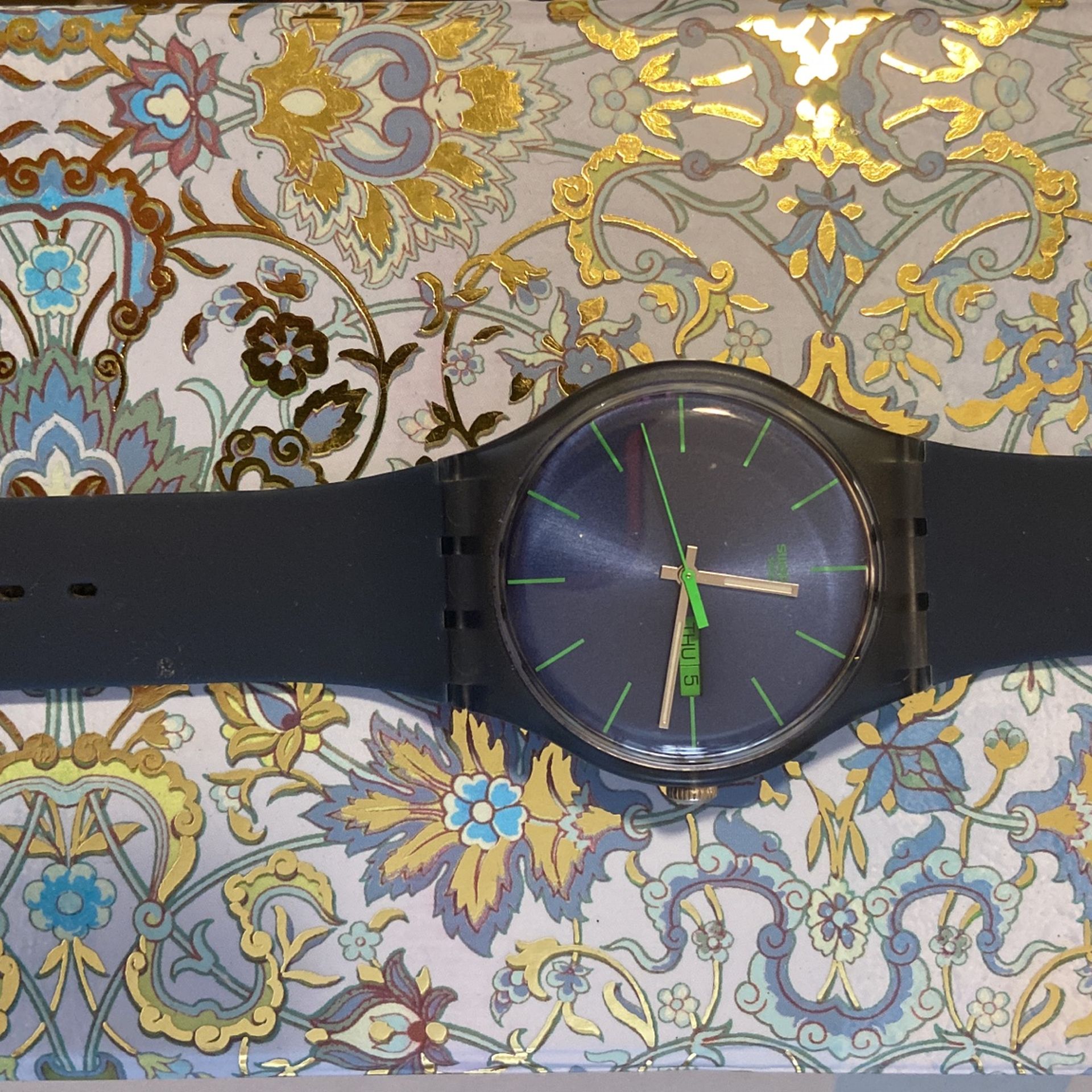 Swatch SUON700 Rebel Blue Dial Silicone Strap 47mm Watch