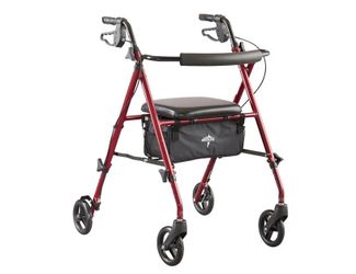 Walker for elderly, hand brakes, under seat storage, light weight, foldable