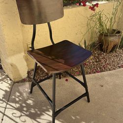 Rustic Industrial Dark Wood Black Metal Chair 