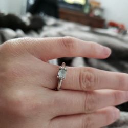 Aquamarine Diamond Silver Ring