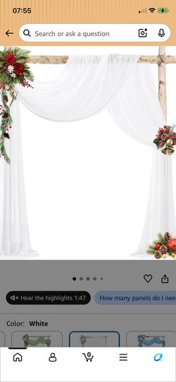 White Wedding Arch Draping Fabric Chiffon Fabric, 29in x 18Ft Sheer Chiffon Outdoor Curtain for Wedding Ceremony Birthday Party Decoration (White,1 Pa
