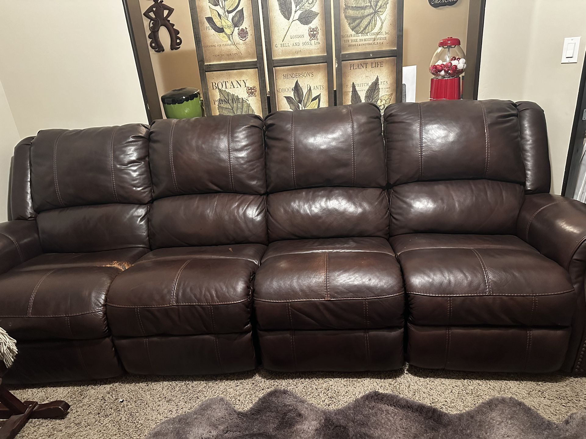 Real Leather Theater Style Couch