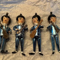 RARE, Vintage Blown Glass Beatles Christmas Ornaments