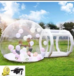 13FT-Single Layer Inflatable Bubble House Dome for Kids Clear PVC Balloon House with Tunnel 750W Air
