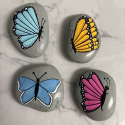 Beautiful Hand Painted Butterfly Rocks. 