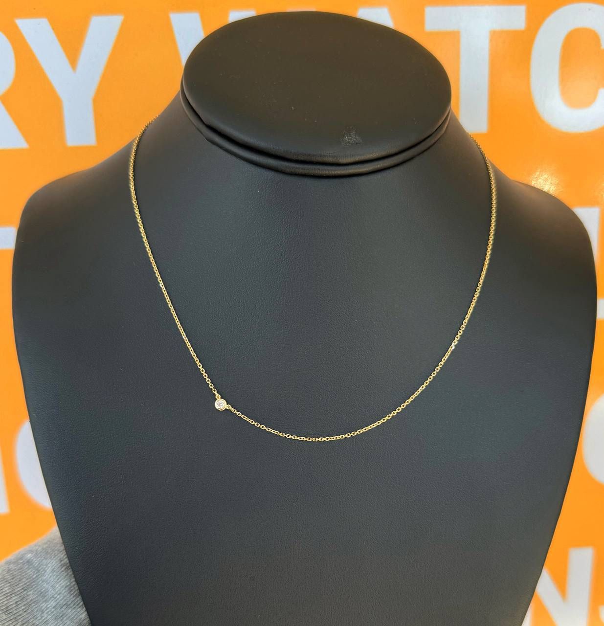 Jewelry New 14k yellow gold solid paper clip natural diamond 0.11CTW chain necklace 17.00β 0.70mm
