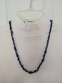 Vintage Lapis Chip Necklace 24 "