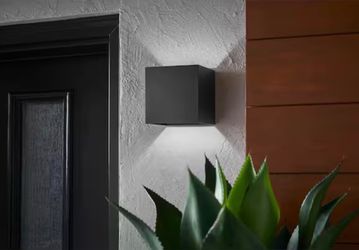 Home Decorators Collection Greeleyville 1-Light Sand Black Outdoor Integrated LED Wall Lantern