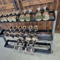 HAMPTON CHROME BEAUTY GRIP DUMBELLS SET   $1.99 Per Lbs RACK Is $199.00 5lbs To 50lbos 