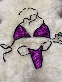 New small purple mermaid metallic bikini y2k festival rave outfit raver dancer P