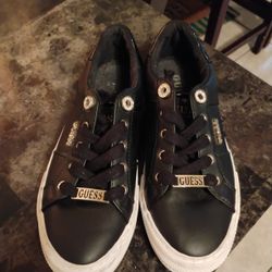 Guess Black Leather Sneakers 