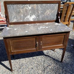 Marble Top Antique Buffet Credenza Sideboard Wash Table 
