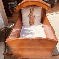 beautiful wooden baby cradle