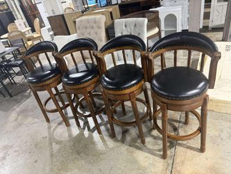 RAINMOOD set of 4 Bar Stools bar Height Bar Stool-Solid Wood Swivel Barstools with Back & Footre