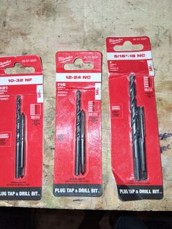 Milwaukee Plug Tap & Drill Bit Set (3 Packs)