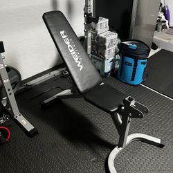 Full Weider Gym Set – Adjustable Bench, Squat Rack, Barbell & More!