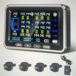 New RV tire pressure monitoring system 4.5 inches color TPMS sensor set of four with flow through sensors New RV tire pressure monitoring system 4.5 i