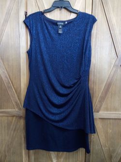 Navy Blue Sleeveless Draped Top