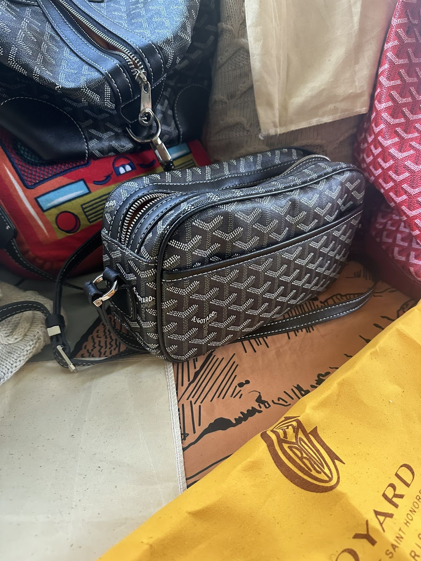 Goyard Sachel (Black Exterior) (Yelow Interior)