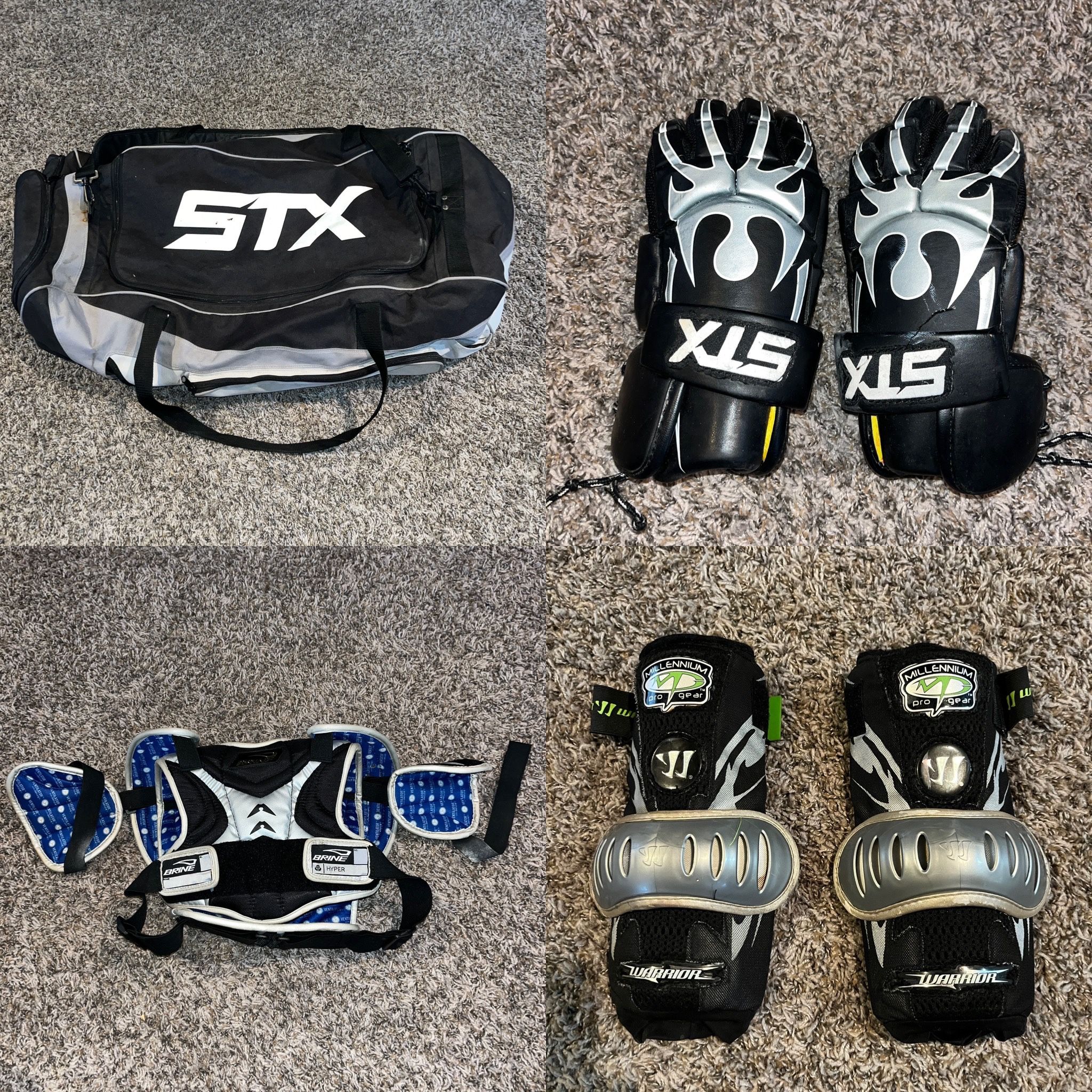 STX Lacrosse LAX Gear Shoulder Elbow Rib Pads Gloves