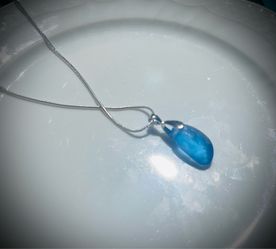 Blue sea glass on 925 Sterling silver necklace