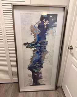 Huge Edwin Reyes Framed Abstract Print – Mid-Century Modern Style