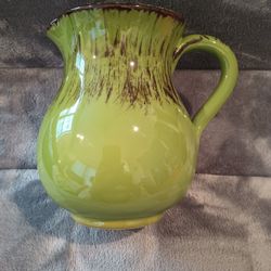 Terracotta De Silva Terre D'Umbria~Rustic Green Pitcher Made in Italy 5”Tall