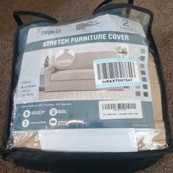 Turquoize Stretch Sofa Slipcover 2 Pieces Sofa Cover Couch Cover for 2 Cushion Couch Washable Furniture Protector Covers with Elastic Bottom Feature T