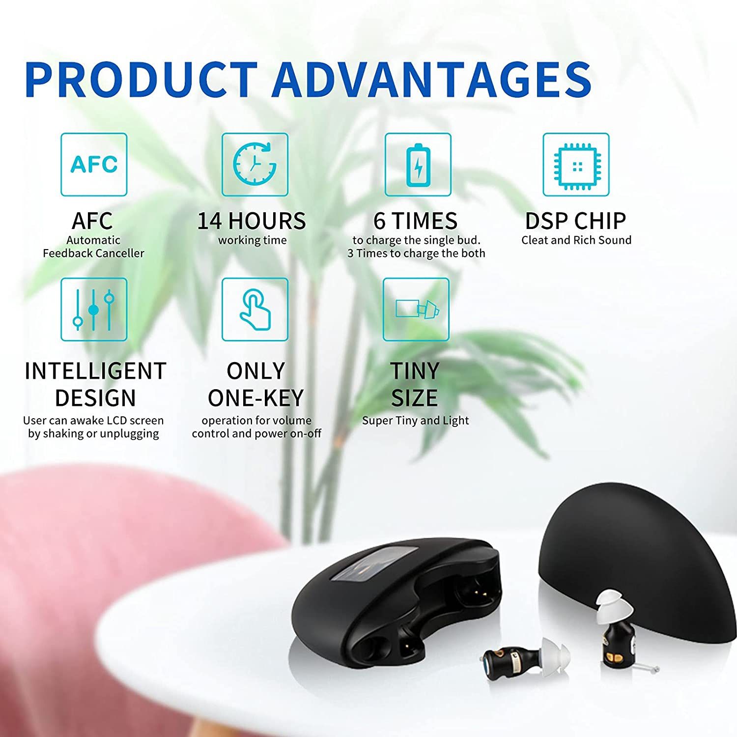 Hearing Aids Mini Rechargeable Digital Hearing Amplifier for Hearing Loss Seniors, Professional Inner Ear Hearing Assitant Tiny Magnetic Charging Case