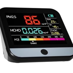 8-in-1 Indoor Air Quality Monitor, Detects PM2.5, PM10, PM1,AQI,TVOC, White
