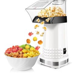Popcorn Maker Machine - 99% High Popping Rated Air Popper Popcorn Maker, 2 Minutes Fast Making Electric Popcorn Machine with On/Off Switch, Oil-Free E