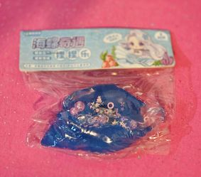 Blue Glitter Seashell Taba Squishy Stress Relief Fidget Squeeze Toy