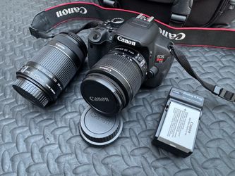 Canon Rebel T4i camera in nice condition with 18-55mm lens and 55-250mm lens. Comes with charger and battery and fully charged ready to use. $300 firm