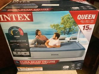 Intex Dura-Beam Deluxe Essential Rest Raised Airbed in Queen size.