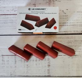 Le Creuset Set of 4 Cheese Markers Cerise Red Stoneware New Open Box