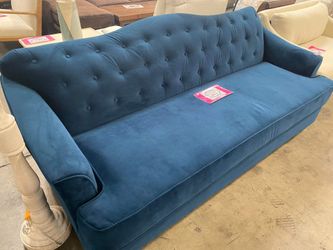 Victorian Style Blue Velvet Couch