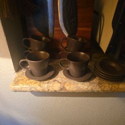 Cappuccino cups with saucers set of six