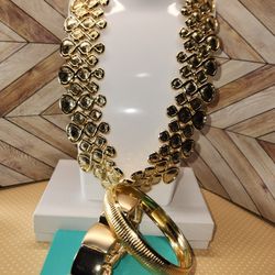 #1975, 10K GOLD PLATED LOT SET, NECKLACES & BRACELETS.
