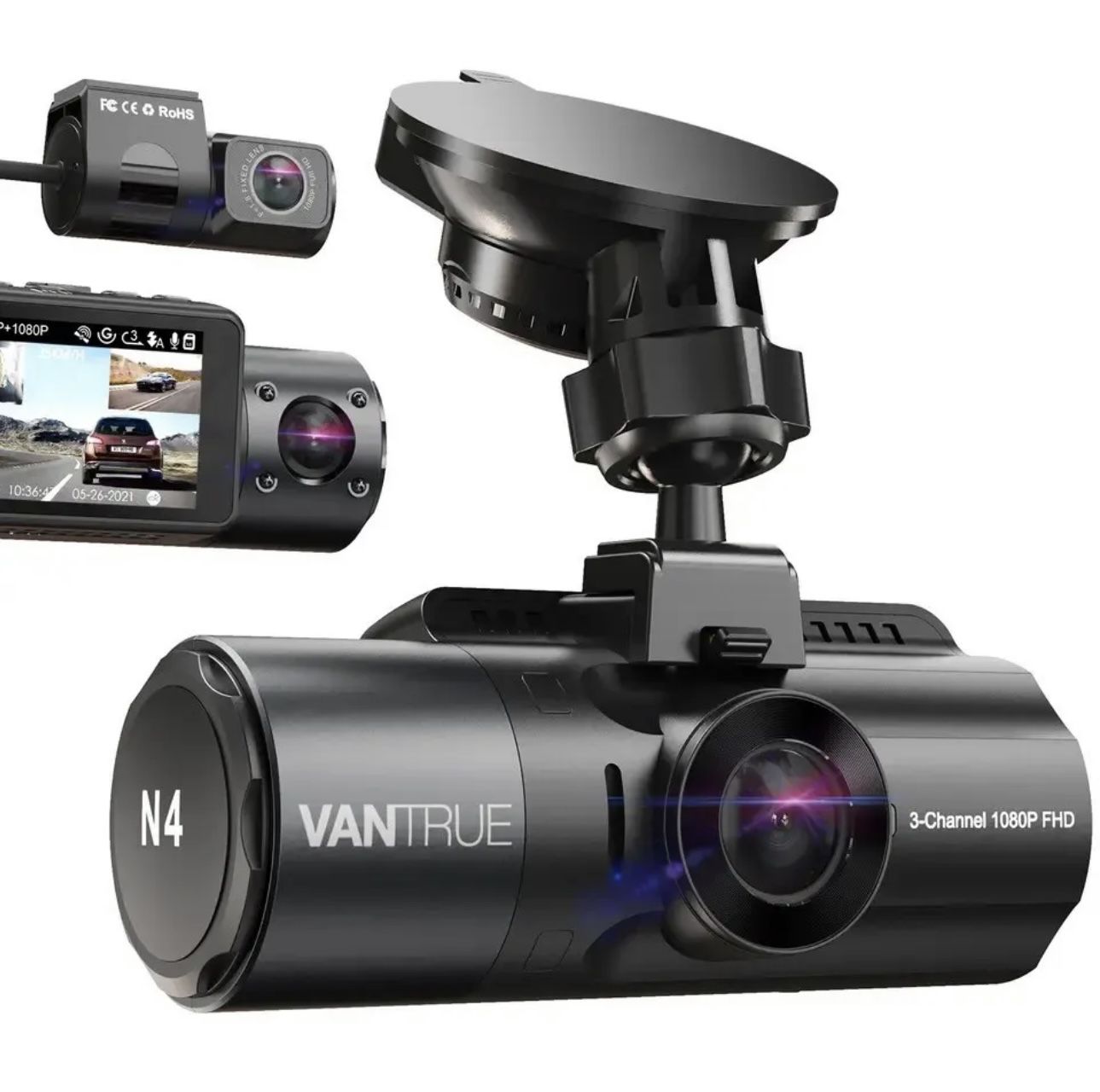 VANTRUE N4 3Channel 4K DASH CAM 3way Triple Car Camera IR Night Vision 256GB Max - BRAND NEW!!!