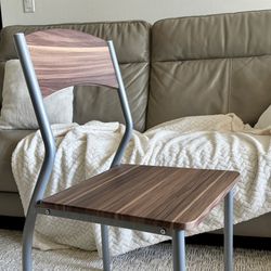 4 Minimalist Dining Chairs (Wood Print Metal Legs)