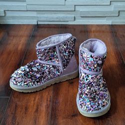 UGG Sequin Classic Short Boots Pink Sparkle Women’s US 5 EU 36 UK 3 AU 5

