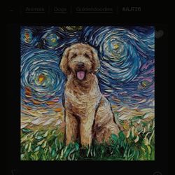 14x14 Canvas Goldendoodle Painting 