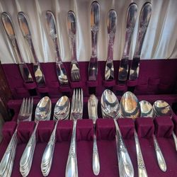 Tudor Plate By Oneida Vintage Silver Plated Flatware Set In Wooden Box