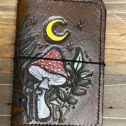 Tooled Leather Mushrooms And Ferns Travelers Notebook Field Notes Wallet