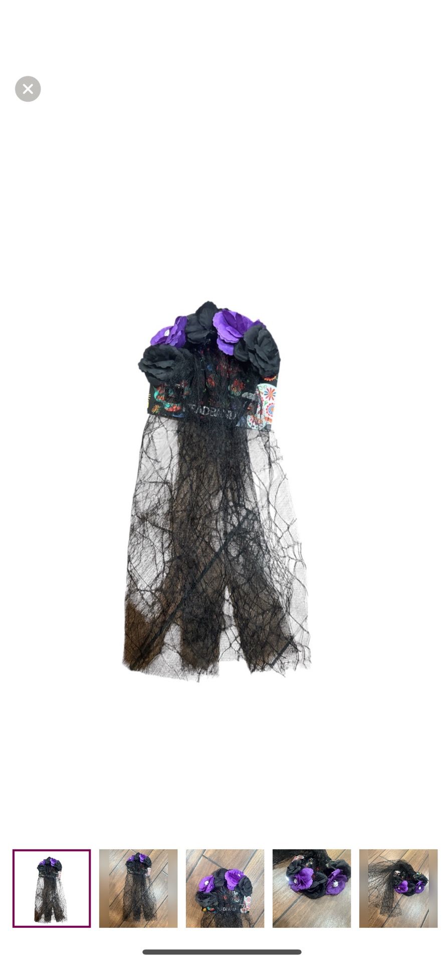 Day Of The Dead purple floral headband with veil one size