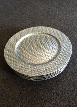10 Silver Basketweave Chargers Holiday