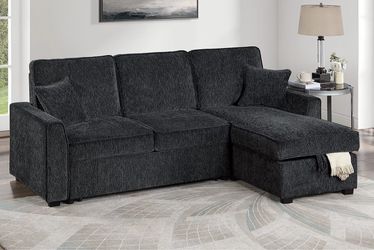 Gray Sofa Sectional w/ Pull out Sleeper