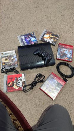 Play Station 3 With 7 Games , Controller HDMI Cable V8 Cable 